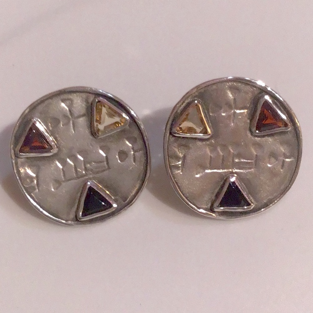 Sterling Silver Handcrafted Earrings with Gem Accents